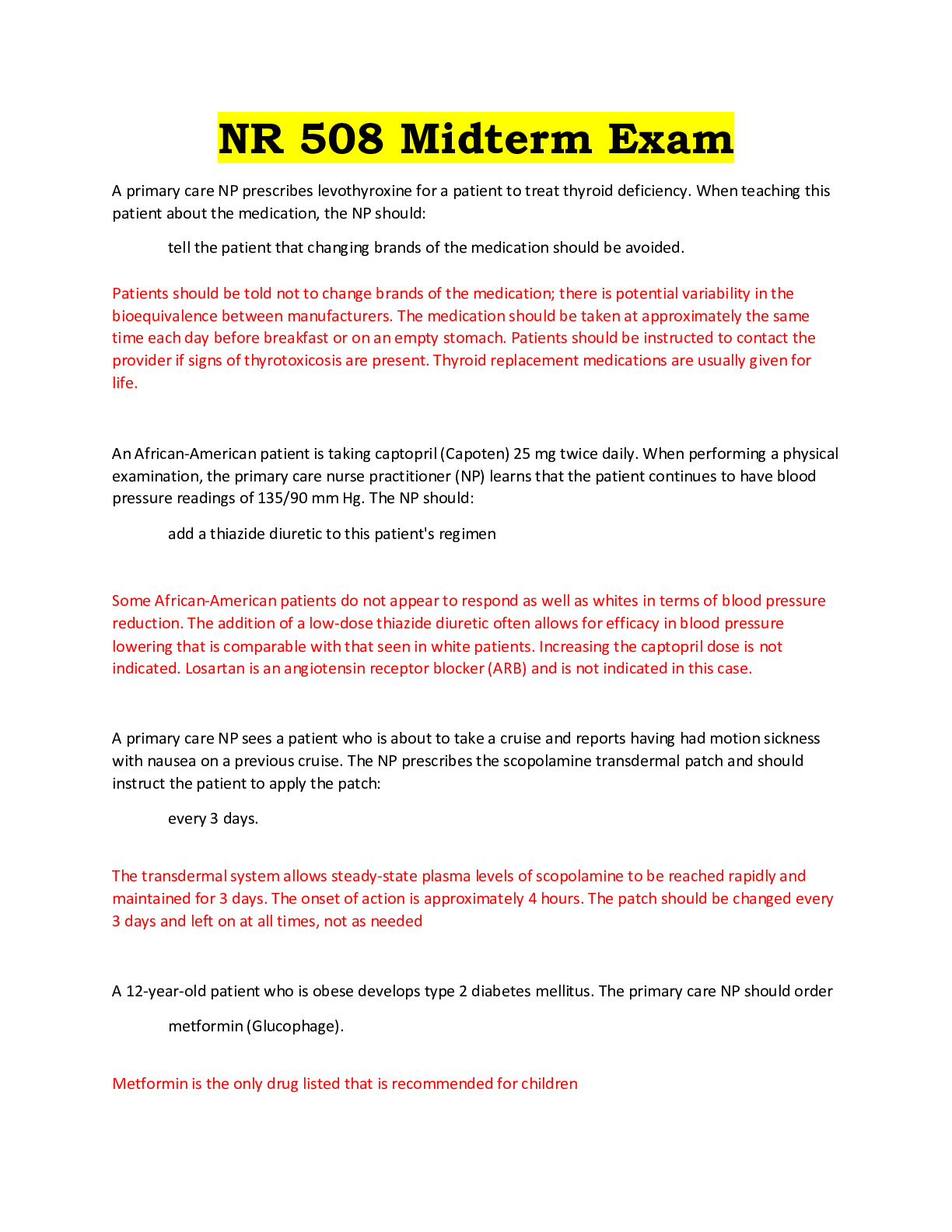 Preview image of NR 508 Midterm Exam document